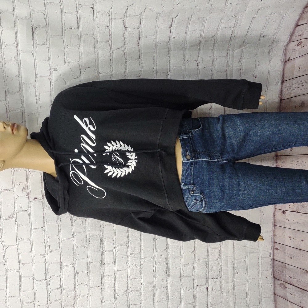 Victoria's Secret Pink XXL black cropped hooded sweatshirt